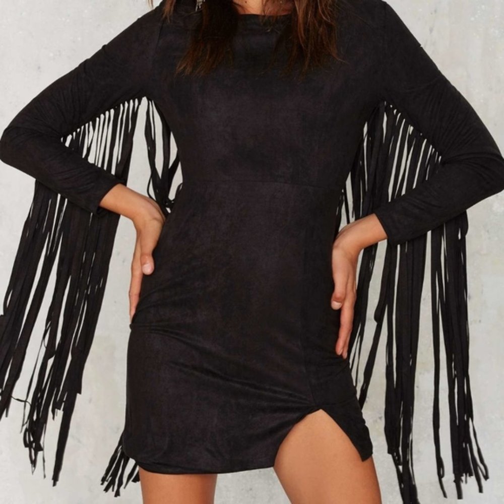 Lavish Alice Black Fringe Dress